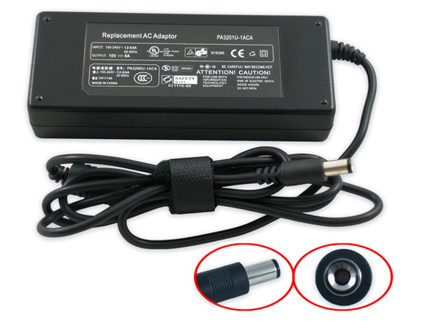 For Toshiba 15V 5A (75W) 6.3mm X 3.0mm Power Adapter - Click Image to Close